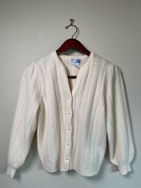 Vintage Adele Joyce Wool Angora Dreamy Beaded Cardigan